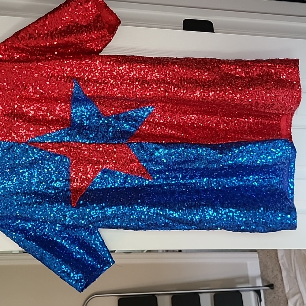 Red and blue sequins dress